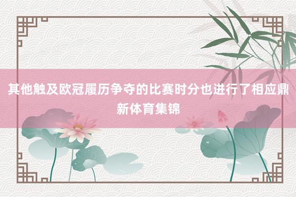 其他触及欧冠履历争夺的比赛时分也进行了相应鼎新体育集锦